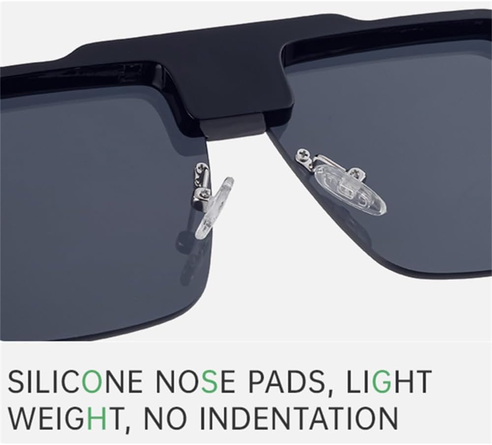 Oversized Edgeless Square Sunglasses Men Punk Sunglasses for Men Large Frame Steampunk Sunglasses Women