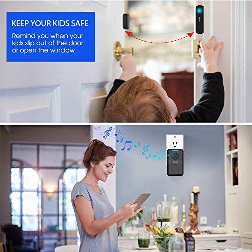 Wireless Door Chime,600Ft Range 5 Adjustable Volume 1 Magnetic Door Open Contact Sensor With 62 Chimes Mute Mode Door Bell Plugin Receiver For Home/Office/Store Stechro (Black) #TOP1