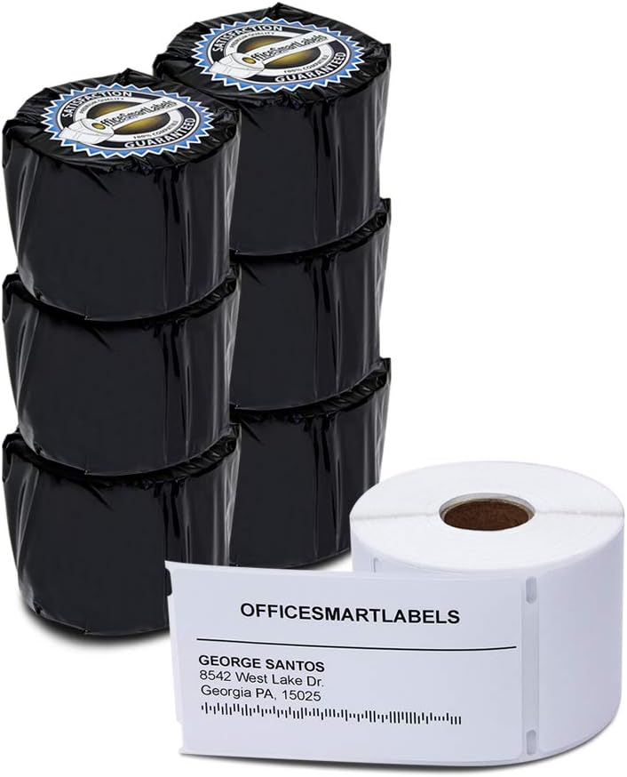 OfficeSmartLabels 2-5/16 x 4 inch Shipping Labels, Compatible with 30256 Labels (6 Rolls / 300 per Roll)