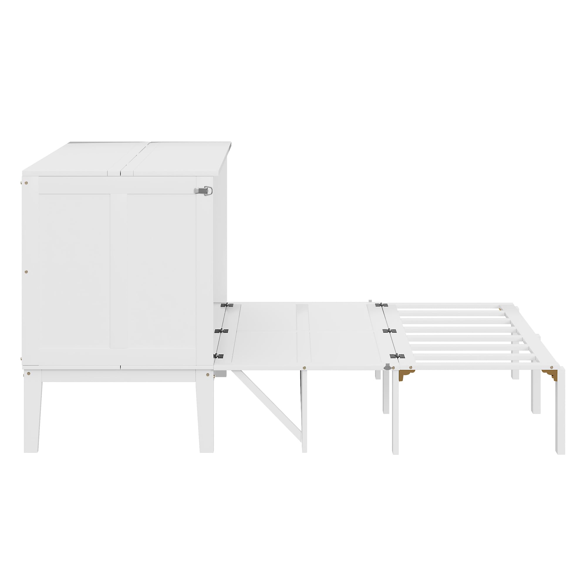 ZYLOYAL10 140 x 200 cm letto a soppalco con rete a doghe, con scala a gradini, con armadio, letto per ragazzi, spazio di archiviazione. Bianco