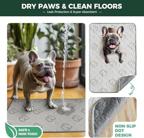 Image of FXW Washable Pee Pads for Dogs, Leak-Proof & Non-Slip, Specifically Designed for 18inch Cages, 11 inch x 17 inch Rectangle, Khaki, 1 Pack