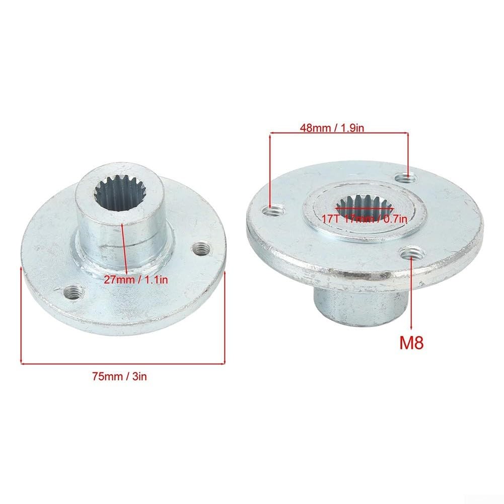 17 mm 17T Hinterradnabenwelle, 3 Bolzenachse für Quad für ATV Go Kart Buggy Radnabe, 12,7 cm Reifen kompatible Nabenmontage, Stahllegierung