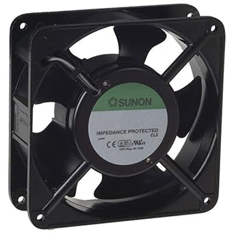 SUNON DP200A-2123XBT-R AC Fan Ball, 220 VAC, 117 CFM, Terminals, UL/CSA/TUV, 120 mm L x 120 mm W x 38 mm H