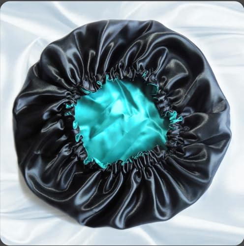 Touca de Cetim, Preta com Duplaface colorida, Ajustável, Antifrizz, Antiquebra, Mantem o Penteado e