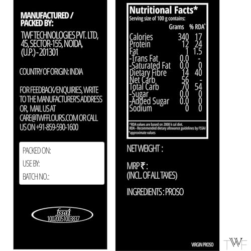 Image of TWF Proso Flour | 1kg | Stone Ground | Not Pulverized | Chena Atta | Naturally Gluten-Free | Virgin - Nutrient Rich