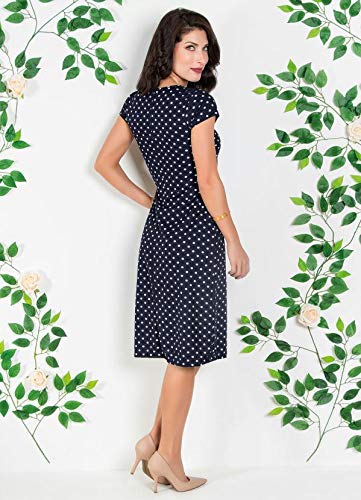 Vestido Moda Evangélica Midi De Festa Madrinha Manga Curta (Azul, P)