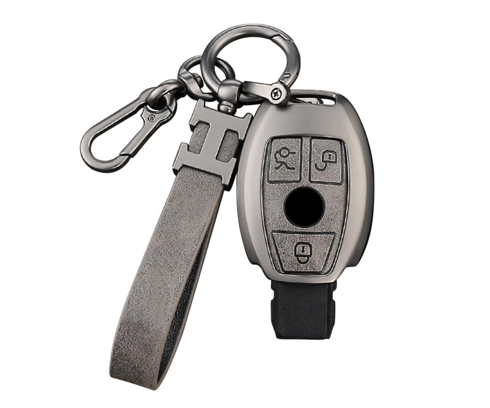 ONEMAJI Car Key Cover for Mercedes Benz GLK (X204)（2008-2018, Car Key Box with Keychain Keyless Remote Entry Protector Jacket Shell Protective