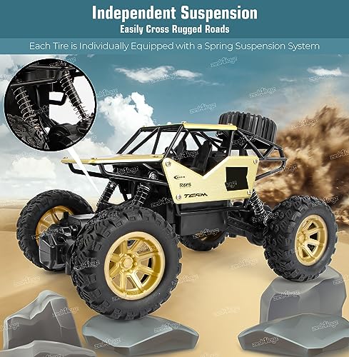 Image of Zest 4 Toyz Remote Control 1:18 Rock Crawler 2WD High Speed Rechargeable Off-Road Monster Truck | Car for Boys 10 Years | Kids Toy - Golden