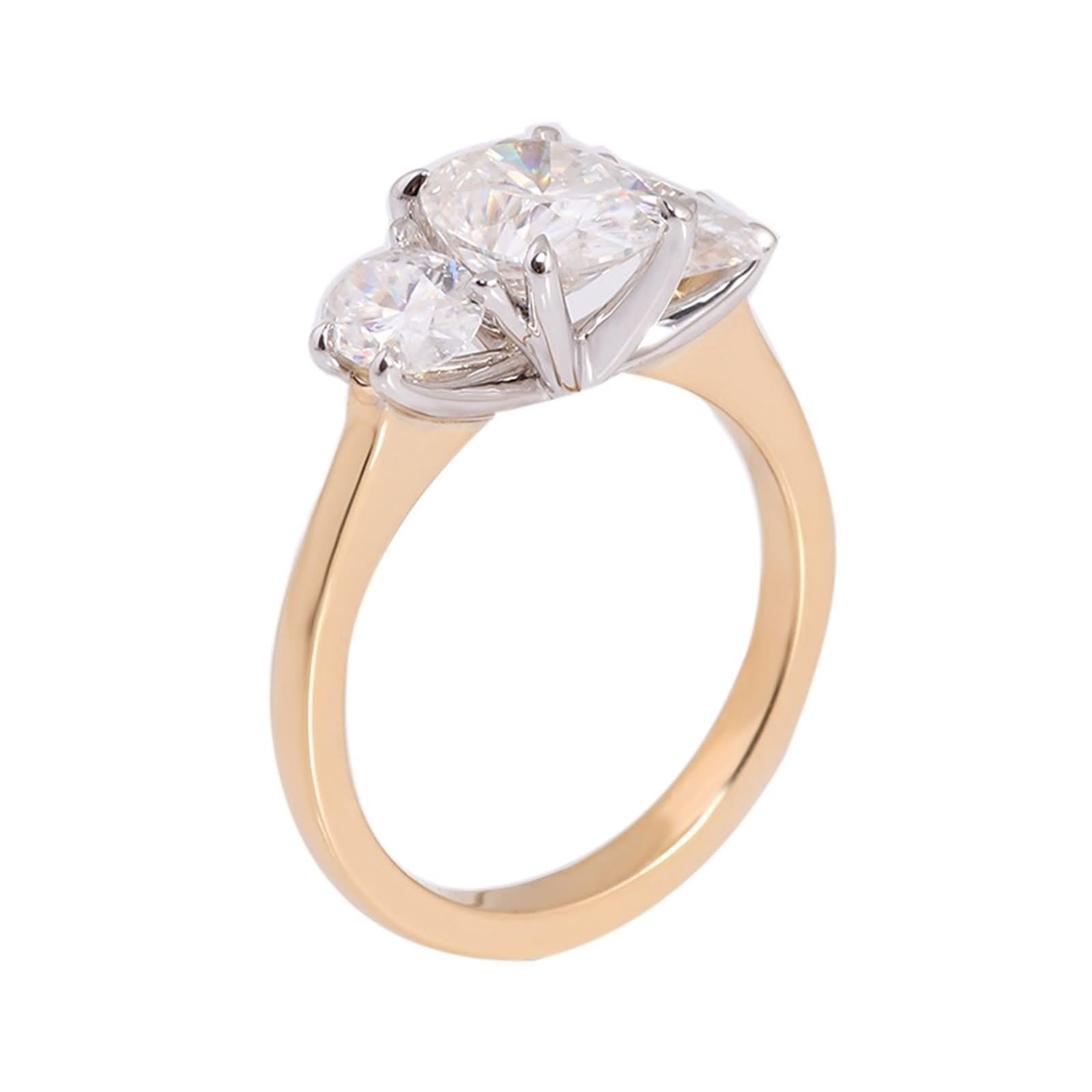 Anillo Knuckle, anillos de joyería con 3 moissanitas ovaladas de oro amarillo de 2 quilates Regalos divertidos