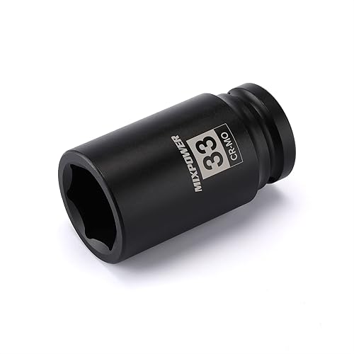 MIXPOWER Juego de 10 llaves de impacto profundo de 34 pulgadas - 1.57 pulgadas, métricas, CR-MO, 34 pulgadas Dr. 6 puntas de tuerca de eje para una