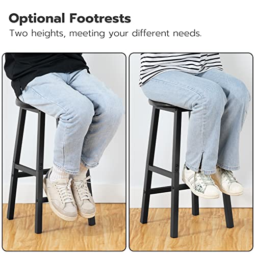 Hoobro Bar Stools, Bar Chairs Set Of 2, 24 Inch Pu Upholstered Height Stools, Kitchen Breakfast Stools With Footrest, Easy To Assemble, For Restaurant, Kitchen, Bar Counter, Party Room, Black Bb06By01 #TOP5