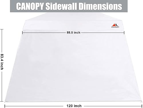 Miniatura 2 de SCOCANOPY SideWall para marco de toldo de pierna inclinada de 10 x 10 pies, paquete de 3 solamente Sunwall, color blanco