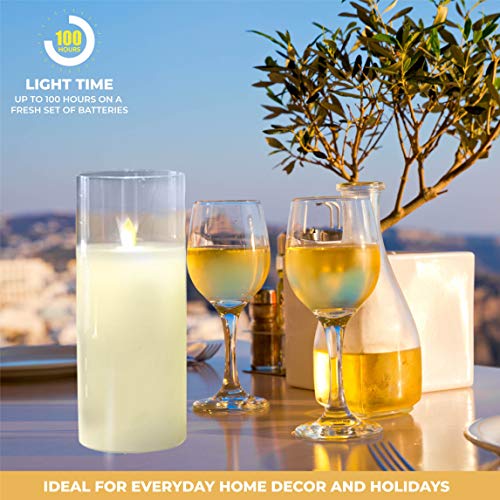 Image of Lumabase Battery Operated 10 inch Glass Hurricane LED Candle with Flickering Flame