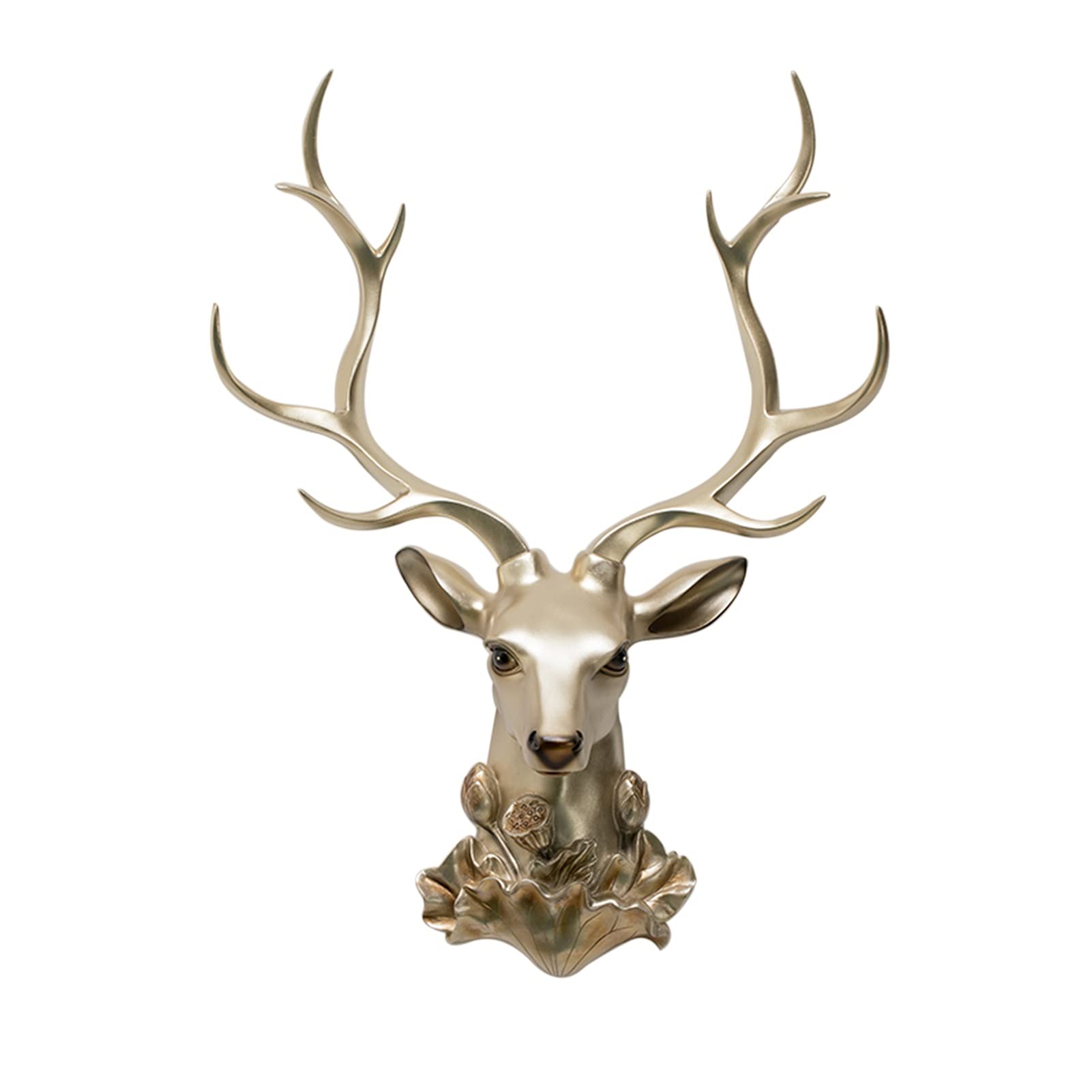 Daoyuan Deer Head Wall Decor Hanging,Animal Stag Head Sculpture Home Decorate Art,Wall Mounted Artificial Deer Head Antlers,Faux Taxidermy Resin Wall Animal Head For Living Room Bedroom Hotel