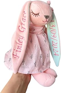 Embroidered Bunny Rabbit,Personalised Bunny Rabbit Toy,Custom Monogrammed Bunny Rabbit,Bunny Soft Plush Toy,Flower Girl Gift,Christmas Gift,A Thoughtful Baby Shower Present for Newborns