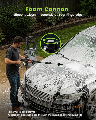 ETOOLAB Pressure Washers, 160Bar 450L/H Electric Power Washers with Foam Cannon, 4 Nozzles, 15M Total Long High Pressure Washer for Cars, Fences, Patios, Decks, Patios and Driveway 4 ETOOLAB Pressure Washers, 160Bar 450L/H Electric Power Washers with Foam Cannon, 4 Nozzles, 15M Total Long High Pressure Washer for Cars, Fences, Patios, Decks, Patios and Driveway - Image 4