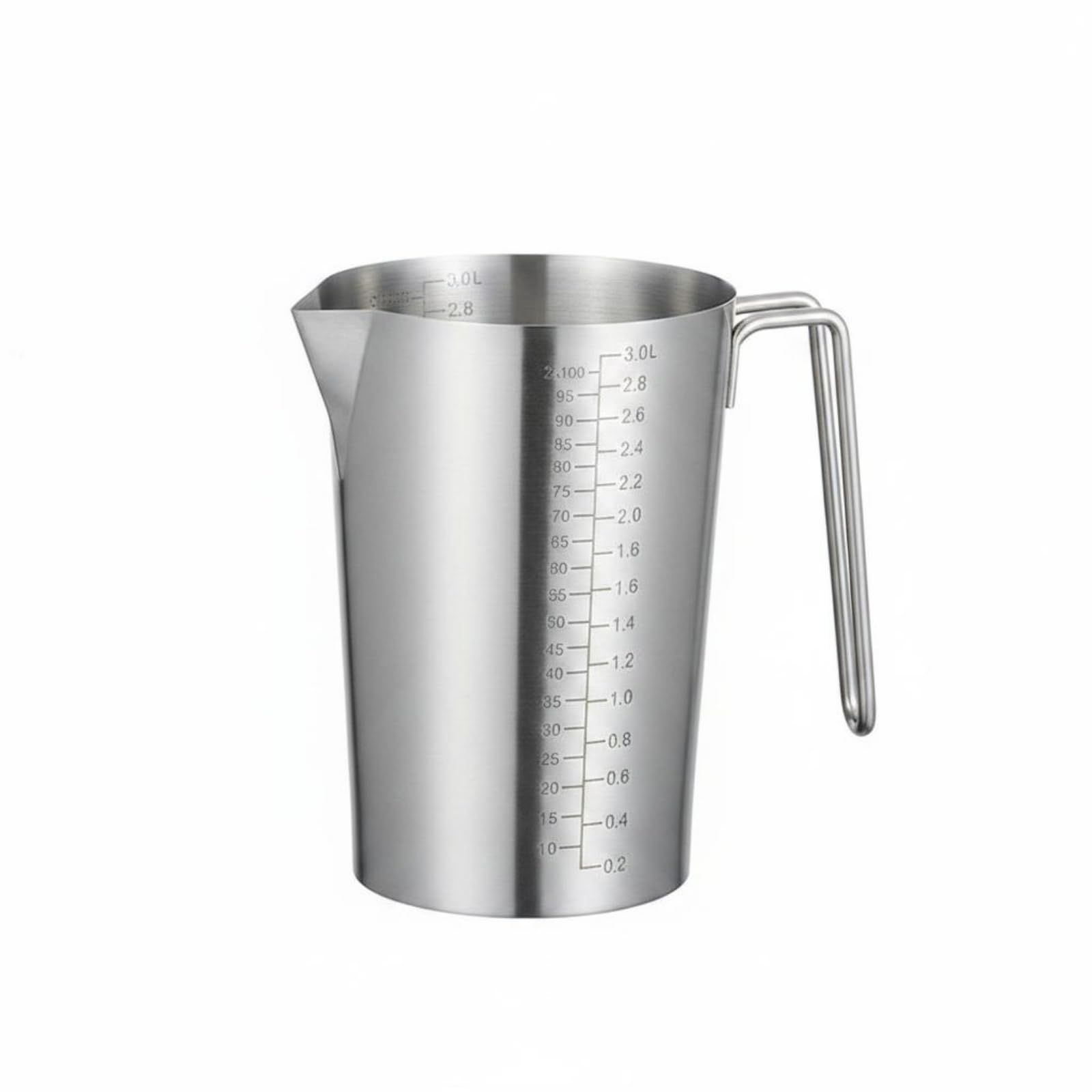 Messbecher mit Ausguss Stabil Edelstahl-Messbecher Messkanne, 3 Liter Messbecher Aus Extra Dickem 304 Edelstahl Ohne Deckel, Innen- Und Außenmarkierungen