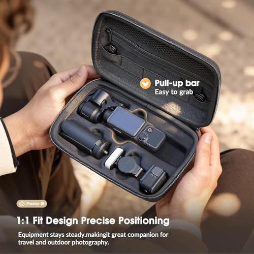 Image of LEQTRONIQ All-in-One Carrying Case for DJI Osmo Pocket 4 - PU Protective Bag with Shoulder Strap (Adjustable Strap and Carry Handle) Creator Combo, Vlogging & Outdoor Shooting