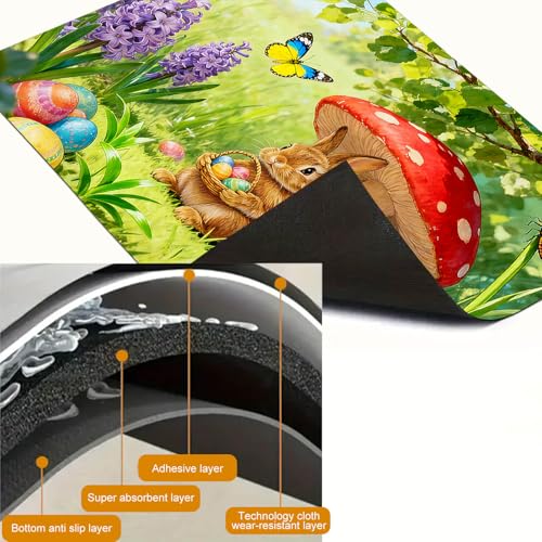 Image of HOMETITUTE Spring Stove Top Cover 28x20 Bunny Mushroom Heat Resistant