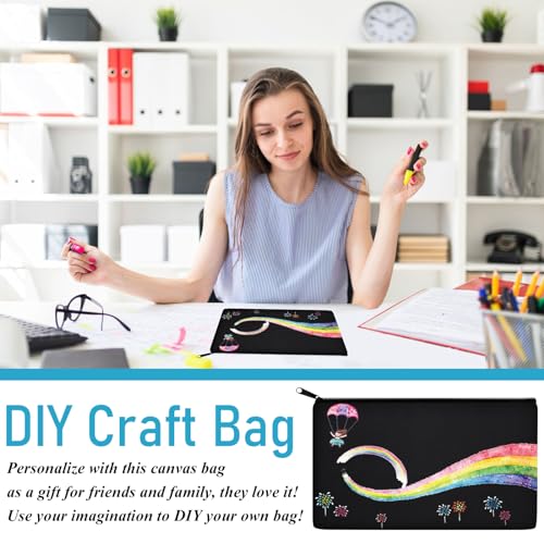 Image of Legigo Zeedix Blank Canvas Zipper Bag - 8.3 inch x 5 inch Beige Cotton Pouch for DIY Projects, Makeup, Pencil Case, Multi-Purpose Cosmetic Travel Organizer, HTV Craft Supplies, Black, Pack of 20