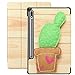 Custodia per Galaxy Tablet S7 Plus 12.4 pollici Custodia 2020 con portapenne S, peluche Cactus su supporto sottile in legno blu Custodia protettiva Folio per Samsung