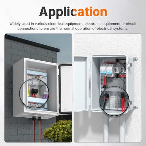 joinfworld 2 port insulated multi tap connector 10-14 awg aluminum to copper wire connectors single side entry black electrical cable connectors with slotted allen hex - 6 pack