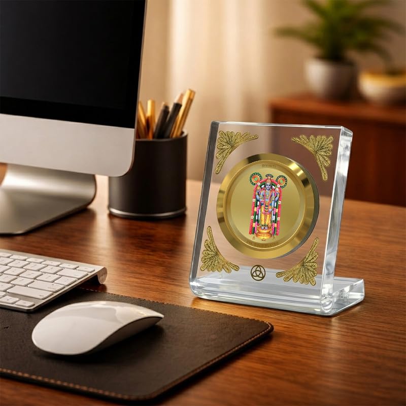 Image of DIVINITI 24K Gold Plated Religious Car Dashboard Frame | Premium God Idol Frame for Car, Home Mandir & Office Table | Spiritual Gift, Decorative Showpiece
