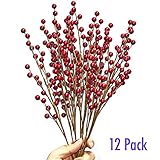 WangLaap 12 Pcs Artificial Red Berries Stems 13.5" Waterproof Berry Branches for Home Holiday Wedding DIY Crafts Décor - Image 5