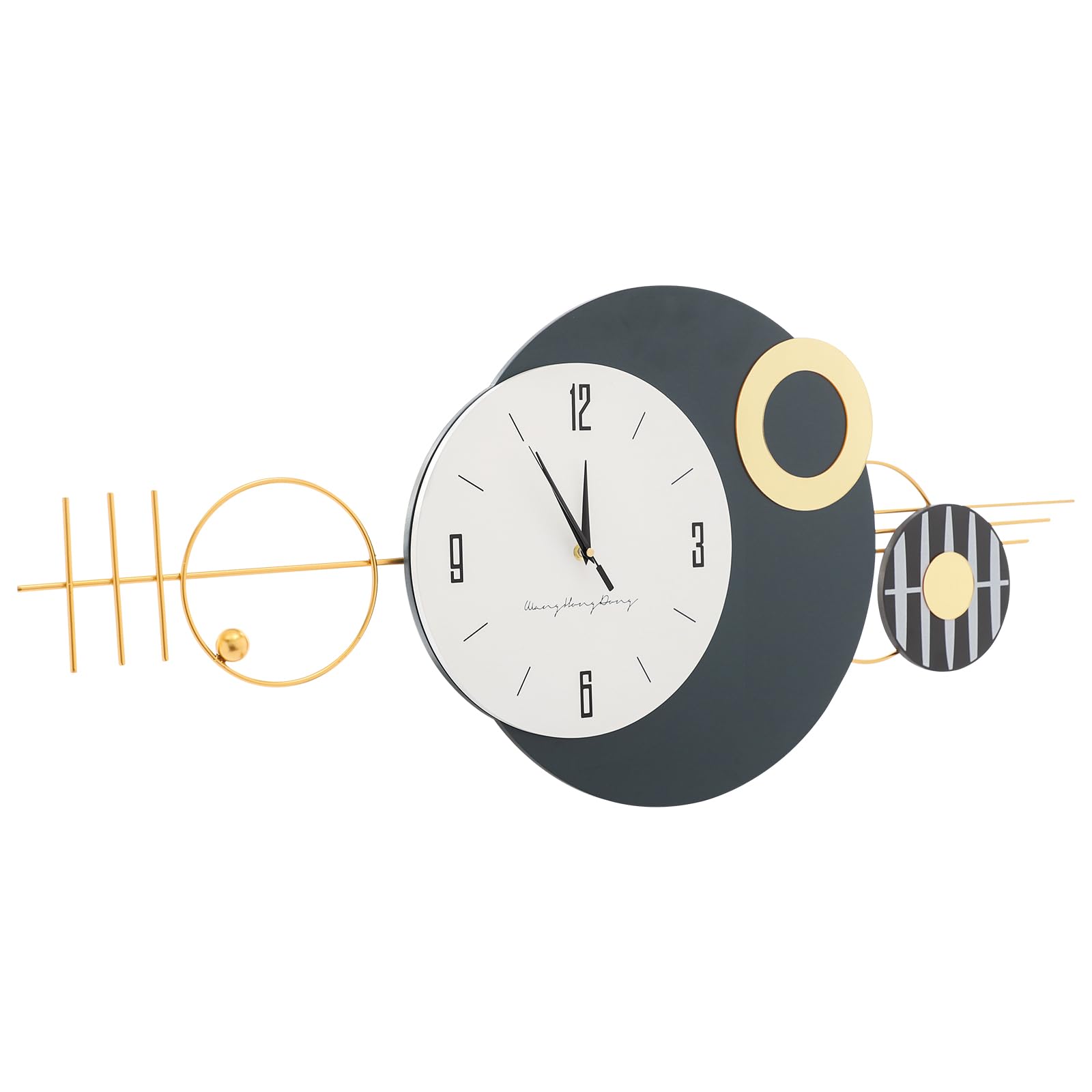 Bacocoo Light Luxury Wall Clock, Modern Decorative Art Clock Silent Non Ticking, Quartz Battery Powered Metal Wall Decor Clock for Bedroom Kitchen Office Indoor .(16x39 inches)