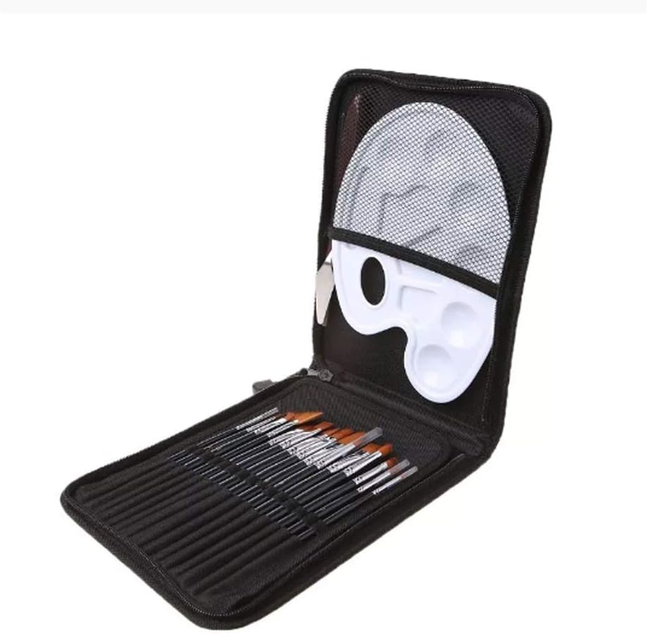 18pcs/Set Paint Brush Wooden Acrylic Painting Palette Gouache Cosmetic Art Kit Drawing Pens