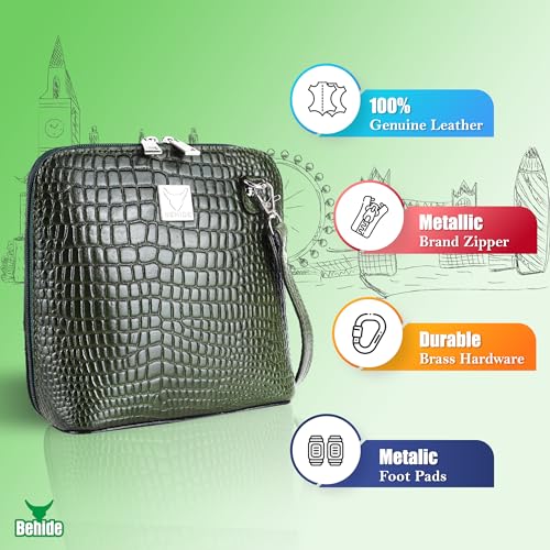 Image of BEHIDE Women's Genuine Leather Sling Bag - Stylish Cross-Body Handbag for Women, Adjustable Shoulder Strap