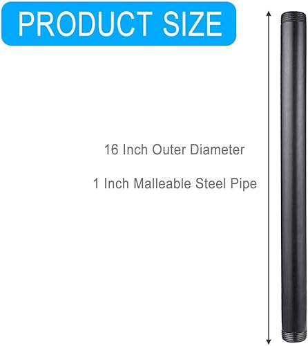 Vista 35 de Accesorios de pezones de acero maleable negro de 1 x 18 pulgadas, pezones de tubo roscados de 1 pulgada, estilo vintage industrial Steampunk DIY