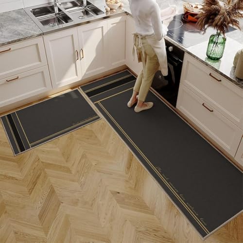 Image of Kitchen Anti Slip Mat for Floor, Waterproof Washable Kitchen Mats, Non Slip Kitchen Floor Mats for Home, Soft Mats for Kitchen, Kitchen Mats for Floor Anti Slip (Black MAT)