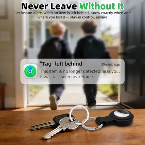 Image of 4 Packs Tracker Tags Compatible with Find My (iOS Only), Bluetooth Tracker Tags, Smart Keys Finder and Item Locator with Waterproof Case for Wallet Luggage Backpack (2Black+2White)