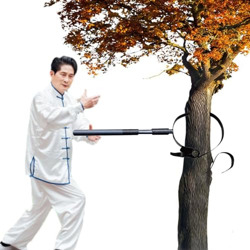 Wing Chun Dummy Outdoor Martial Arts Training Device, Flexible Double Spring Tai Chi Dummy Arms, Portable Bundled Kung Fu Exercise Trainer for Tree