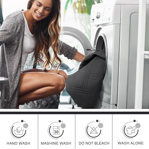 Image of TAOCOCO 100% Waterproof Loveseat Recliner Cover, Non Slip Split Recliner Couch Cover with Elastic Straps, Washable Reclining Sofa Cover Furniture Protector for Kids, Pets(2 Seater, Charcoal Gray)