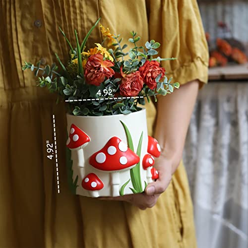 Gugugo Colorful Mushrooms Planters Cute Unique Rainbow Planter With Drainage, Vintage Retro Flower Plant Pots For Indoor & Outdoor Plants, Eclectic Succulent Gardening Pot For Boho Modern Home Décor B #TOP1