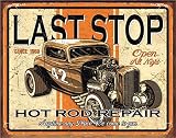 Desperate Enterprises Last Stop Hot Rod Repair Tin Sign - Nostalgic Vintage Metal Wall Decor - Made in USA