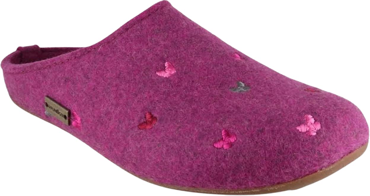 HAFLINGER Fafalline Wool Felt Butterfly Motif Womens Slip On Mule Slippers Unisex