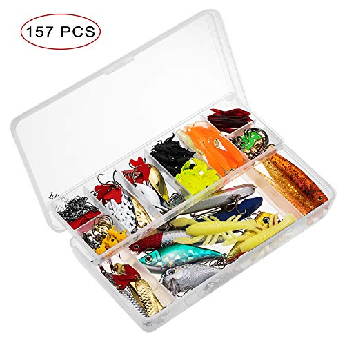Fiscan Fishing Lures kit Set,Lure Tackle Connected Kinds of Fishing Lures Including Hard Lure Minnow Popper Crankbaits VIB Topwater Diving Floating Lures, Worm Spoons Other Saltwater Freshwater Lures