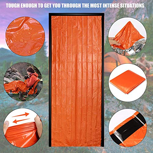 Image of Emergency Sleeping Bag,Lightweight Keep Thermal Waterproof Camping Bag PE Aluminum Film Emergency Blanket(Orange) Emergency Sleeping Bags for Camping Travel Backpacking Wild Adventure