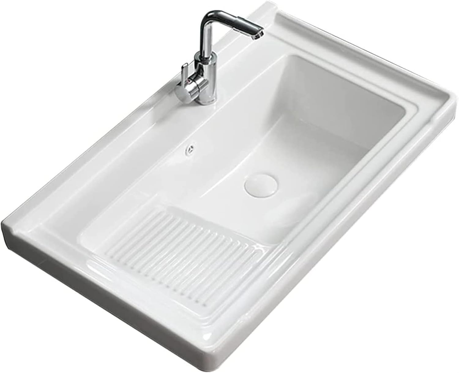 Large Bathroom Laundry Sink Rectangle Ceramic Balcony Vessel Sink Semi