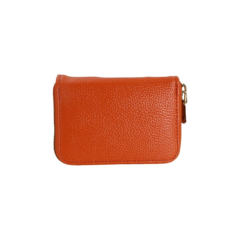 Credit card holder small wallet, accordion style change card bag, card storage box, 4.52 x 3.14 inches, orange
