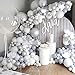 Kit Arco Globo Gris, 112 Piezas Kit Guirnalda Globos Macaron Gris Blanco con Globos de Cumpleaños Látex Dorado Metálico Cromado para Bodas Cumpleaños Baby Shower Decoración Fiesta Año Nuevo
