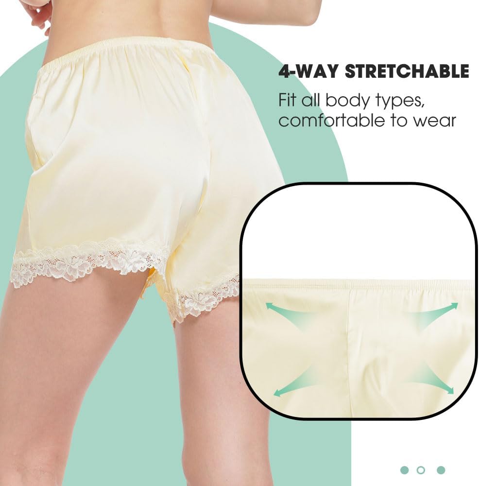 MANCYFIT Culottes for Women Pettipants Slips Satin Bloomers Under Shorts for Dresses Lace Hem 4" Inseam - Image 4