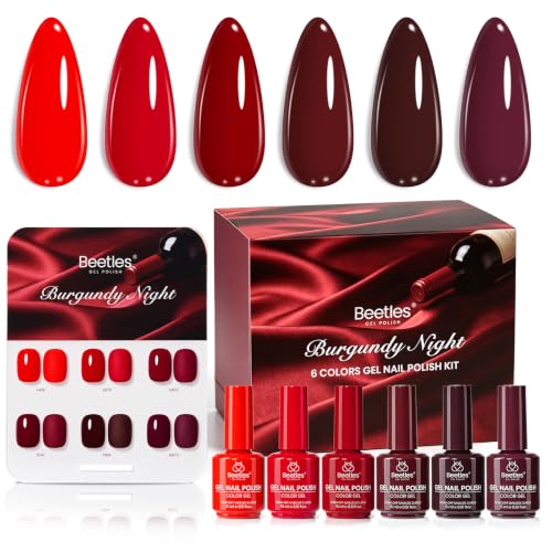 Image of Beetles Burgundy Gel Nail Polish Set, 6 Red Wine Colors Gel