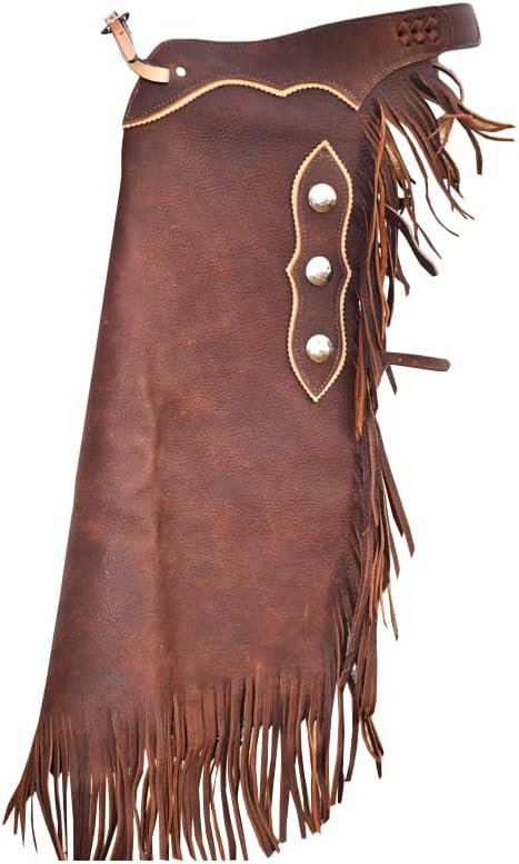Custom Made Leather Fashion Chinks with Hand Tooled Yoke Set for Men Women Kids Small Medium Large LC-107