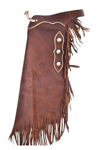 Custom Made Leather Fashion Chinks with Hand Tooled Yoke Set for Men Women Kids Small Medium Large LC-107 (Kids)