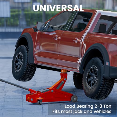 Image of Mapleza Round Floor Jack Rubber Pad | 2PCS anti-slip X-groove jack pads, guard car pinch weld frames, universal for car & trailer jacks, 3.9x3.9x1.8in