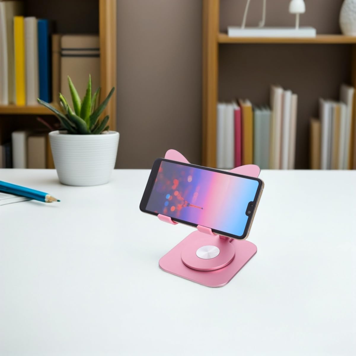 Homoyoyo Supporto Pieghevole Rosa in Alluminio per Cellulare Lega | Scrivania e Viaggio, Design Compatto Antiscivolo, Supporto Regolabile per Smartphone